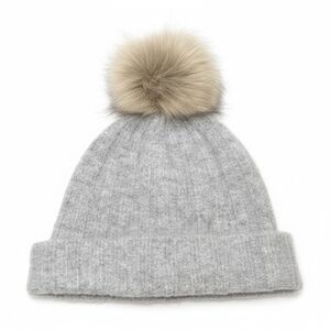 Auxiliary Alpaca Wool Toque Pom Pom Beanie Hat Grey Faux Fur Aritzia One Size